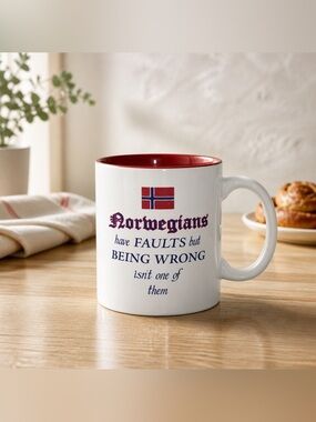 Norwegians have faults but BEING WRONG isn't one of them" Coffee Mug